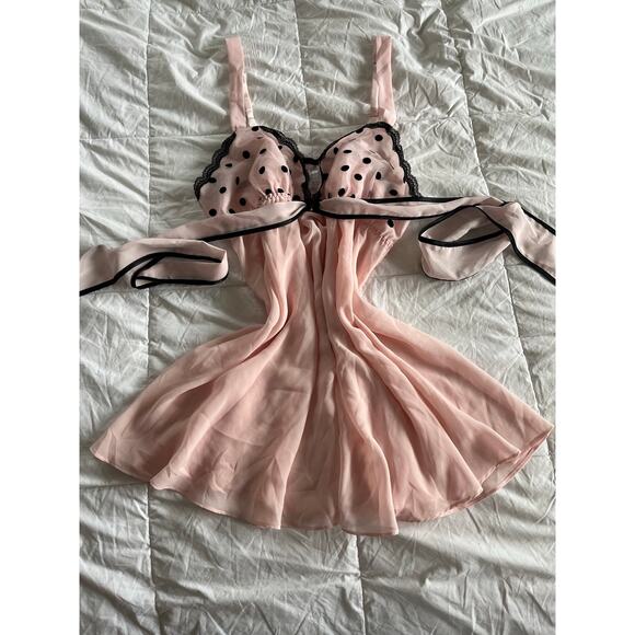 Avon Vintage Sweet Polka Dot Lace Babydoll Slip Dress w/ Lace Trim Size XL - Picture 2 of 5